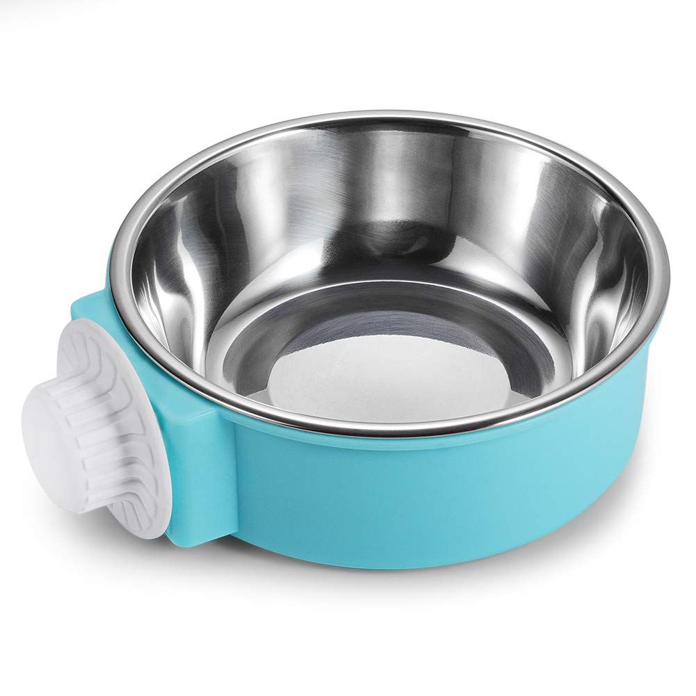 Crate Dog Bowl Stainless Steel Removable Food Bowl Feeder Pet Drink Water Dish Hanging on Cages for Puppy Cat Parrot Bird