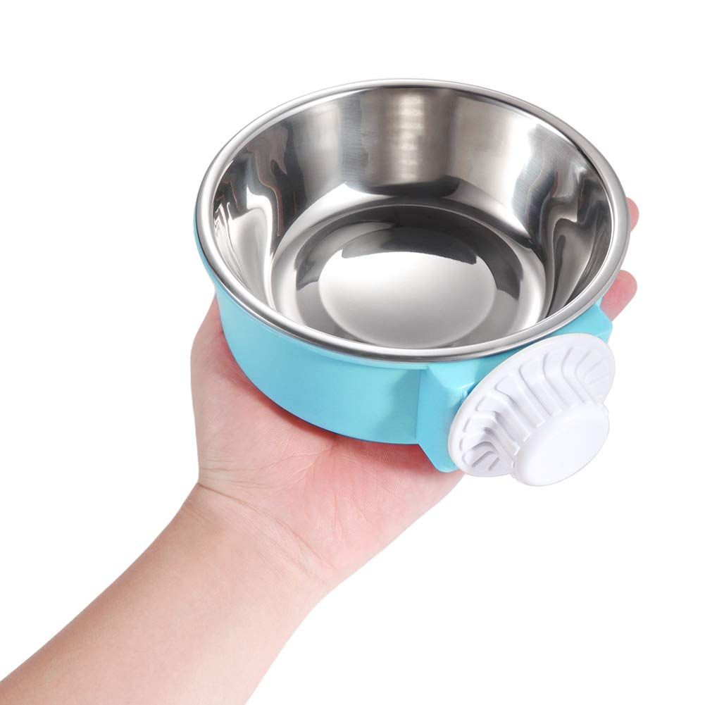 Crate Dog Bowl Stainless Steel Removable Food Bowl Feeder Pet Drink Water Dish Hanging on Cages for Puppy Cat Parrot Bird