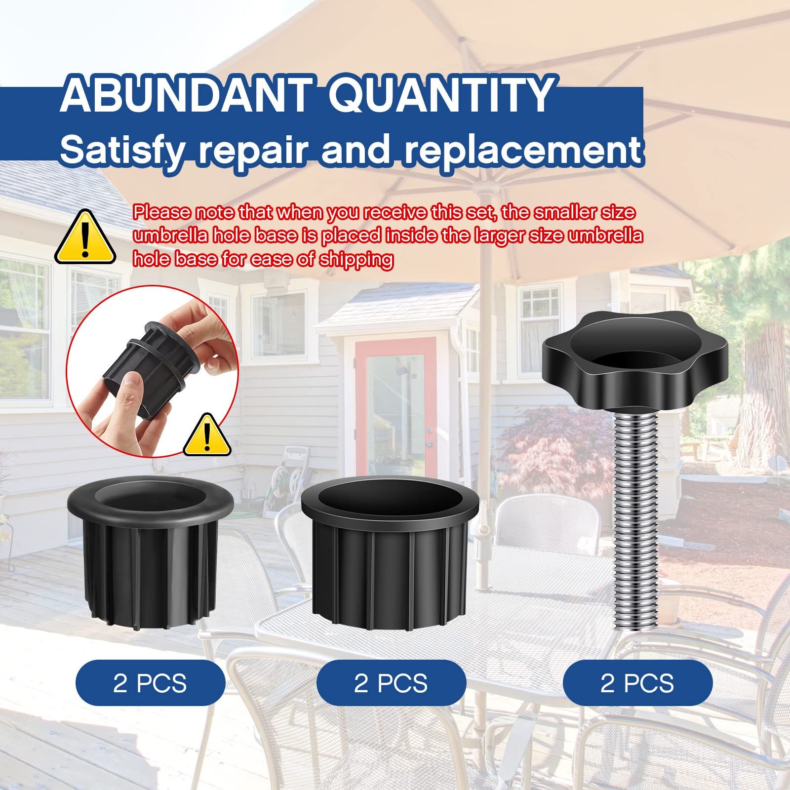 Umbrella Base Stand Hole Ring Plug Cover and Cap Umbrella Stand Replacement Part withThread Replacement Hand Knob Threaded (6 Pcs)