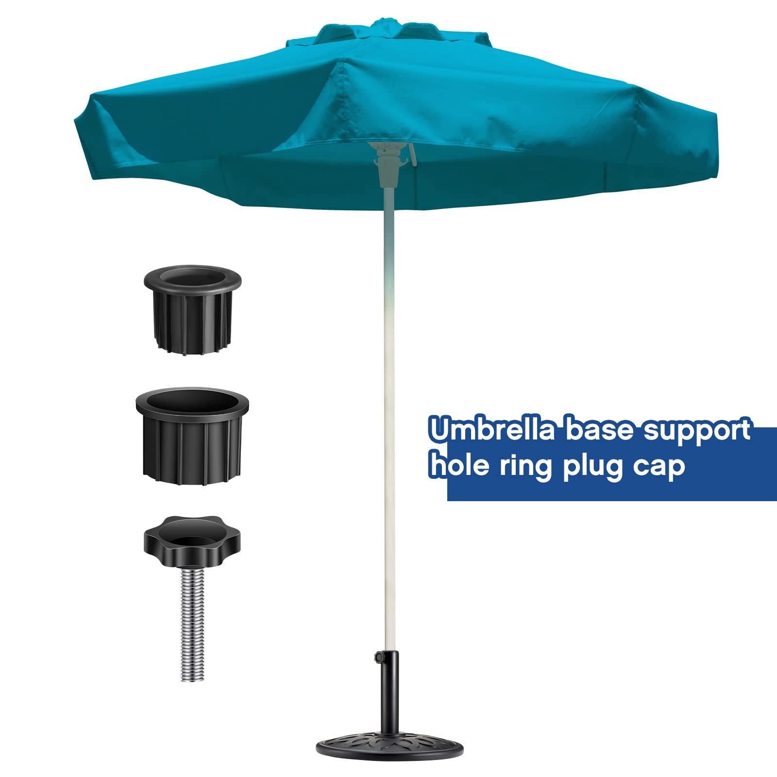 Umbrella Base Stand Hole Ring Plug Cover and Cap Umbrella Stand Replacement Part withThread Replacement Hand Knob Threaded (6 Pcs)