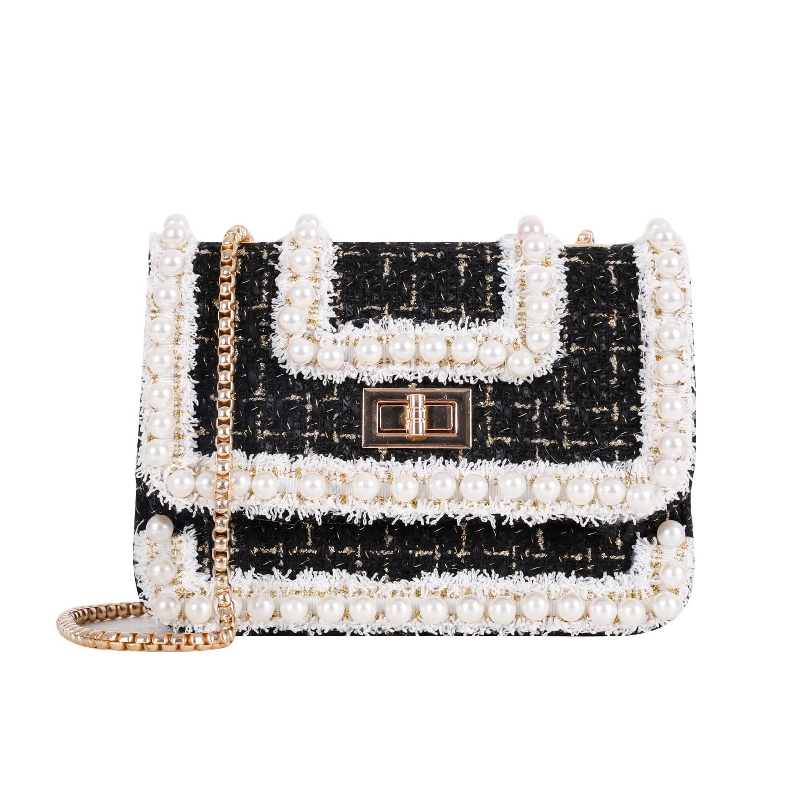 Purses and Handbags for Women Fashion Ladies Top Handle Satchel Shoulder Tote Pearl bead chain Tote Crossbody Bag