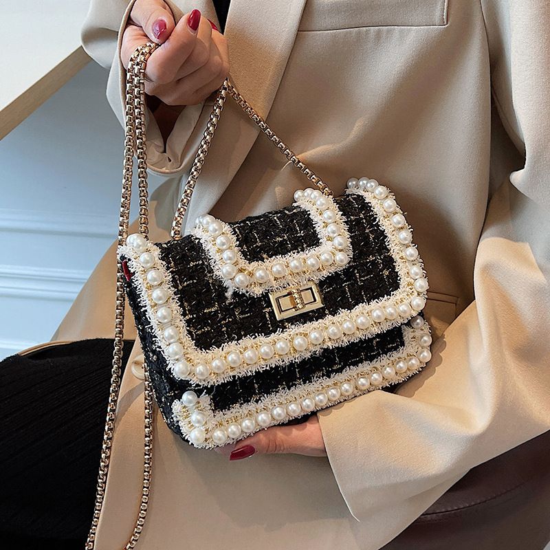 Purses and Handbags for Women Fashion Ladies Top Handle Satchel Shoulder Tote Pearl bead chain Tote Crossbody Bag