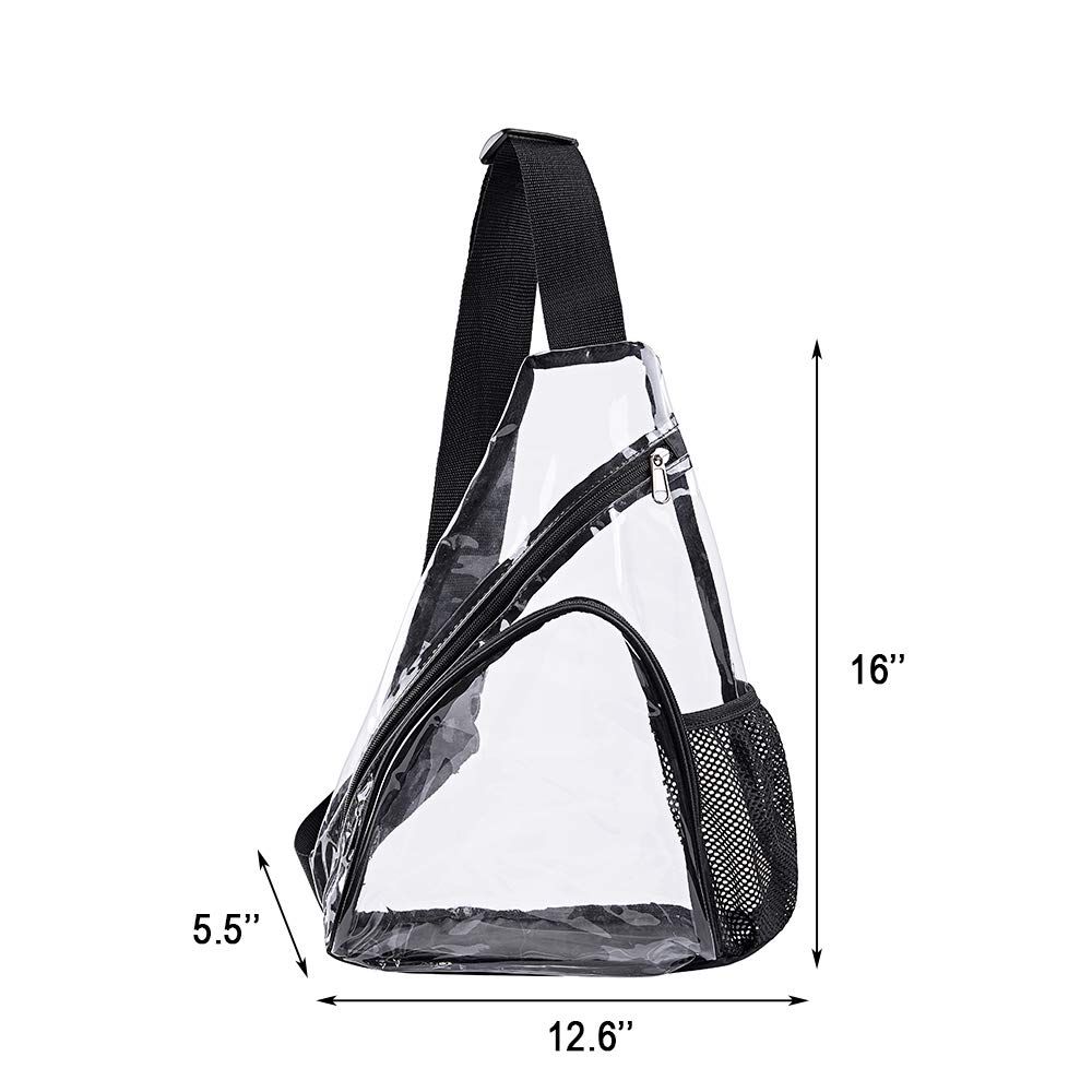 Clear PVC Sling Bag - Stadium Approved Clear Shoulder Crossbody Backpack All-purposed Casual Daypack