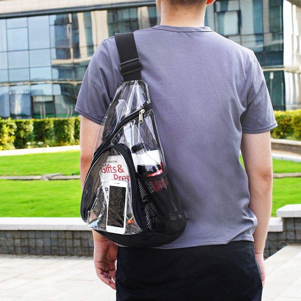 Clear PVC Sling Bag - Stadium Approved Clear Shoulder Crossbody Backpack All-purposed Casual Daypack
