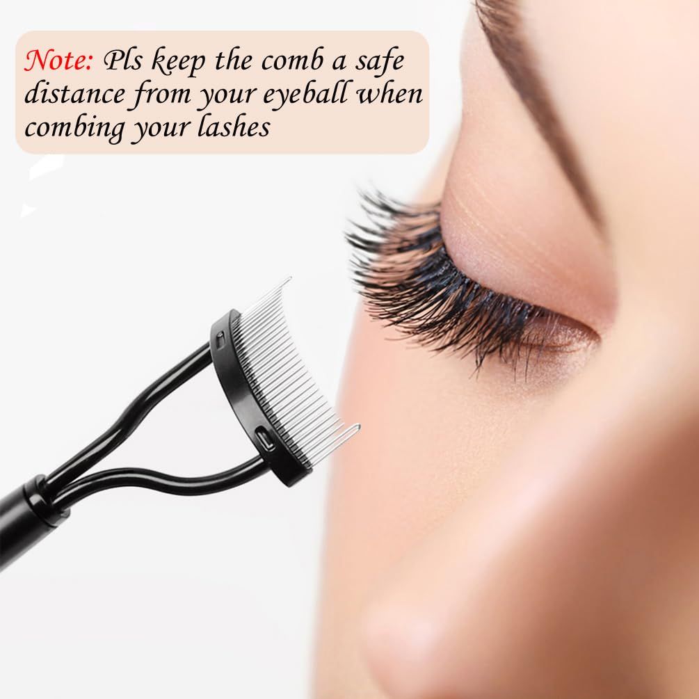 Eyelash Comb Separator, Eye Lash Separator Eyelash Definer Mascara Comb Applicator with Cover - Arc Designed