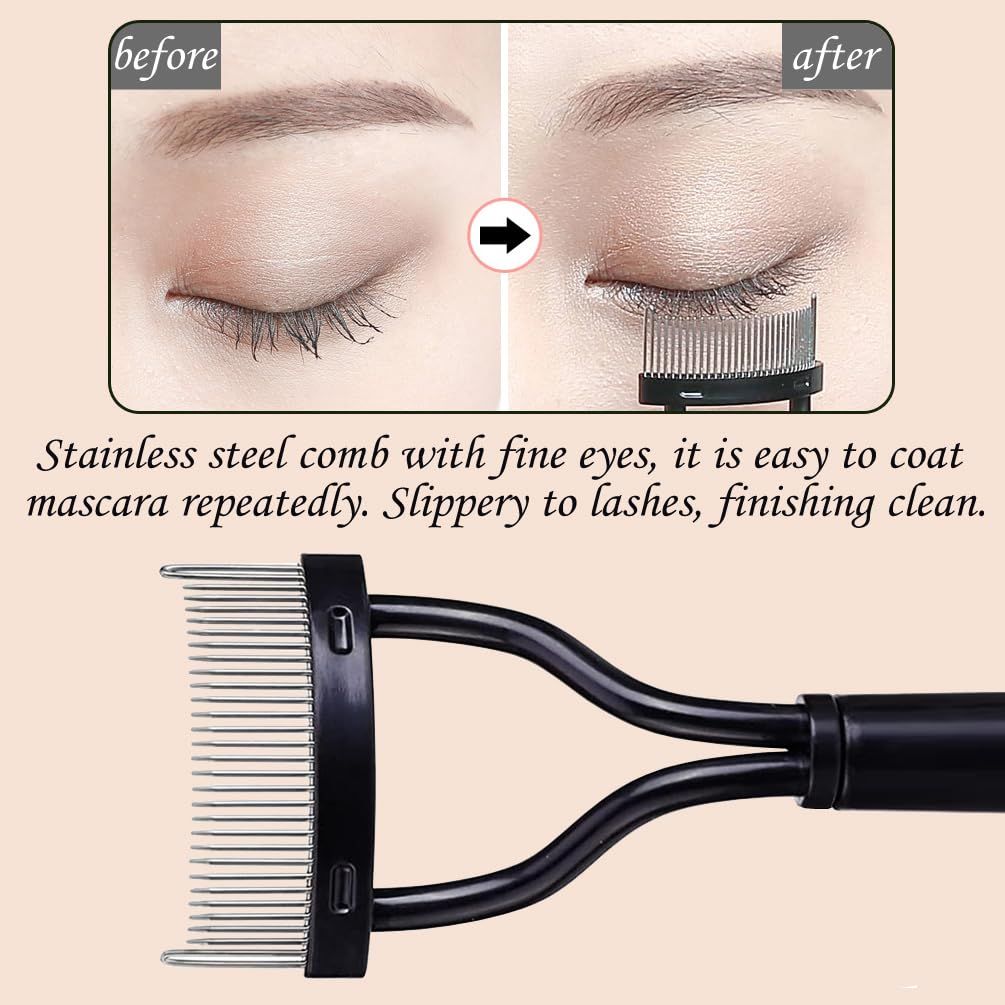 Eyelash Comb Separator, Eye Lash Separator Eyelash Definer Mascara Comb Applicator with Cover - Arc Designed