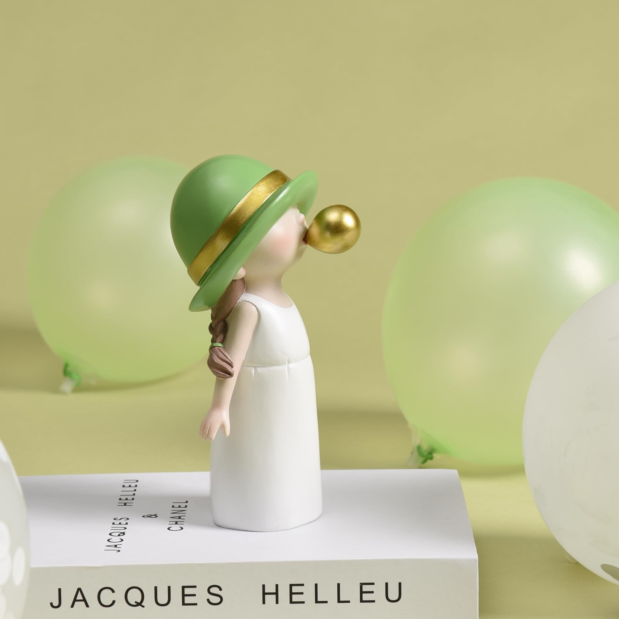 Kids Statue for Shelf Decor, Cute Blowing Bubble Figurines Room Decor, Small Figurines Decor for Boys Girls, Cool Resin Sculpture