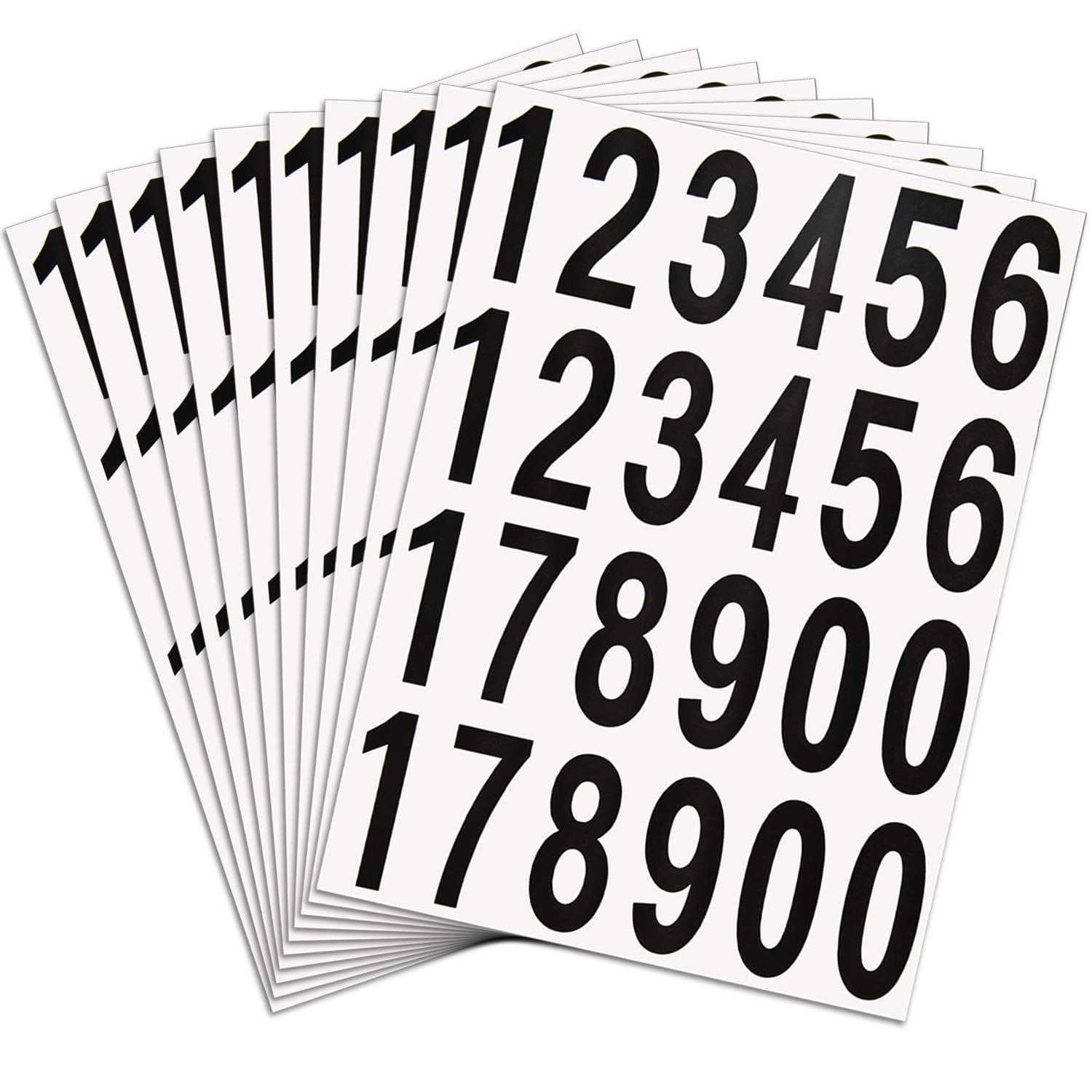 Numbers Stickers Self Adhesive Vinyl 2 Inch Black on White 240 Pieces