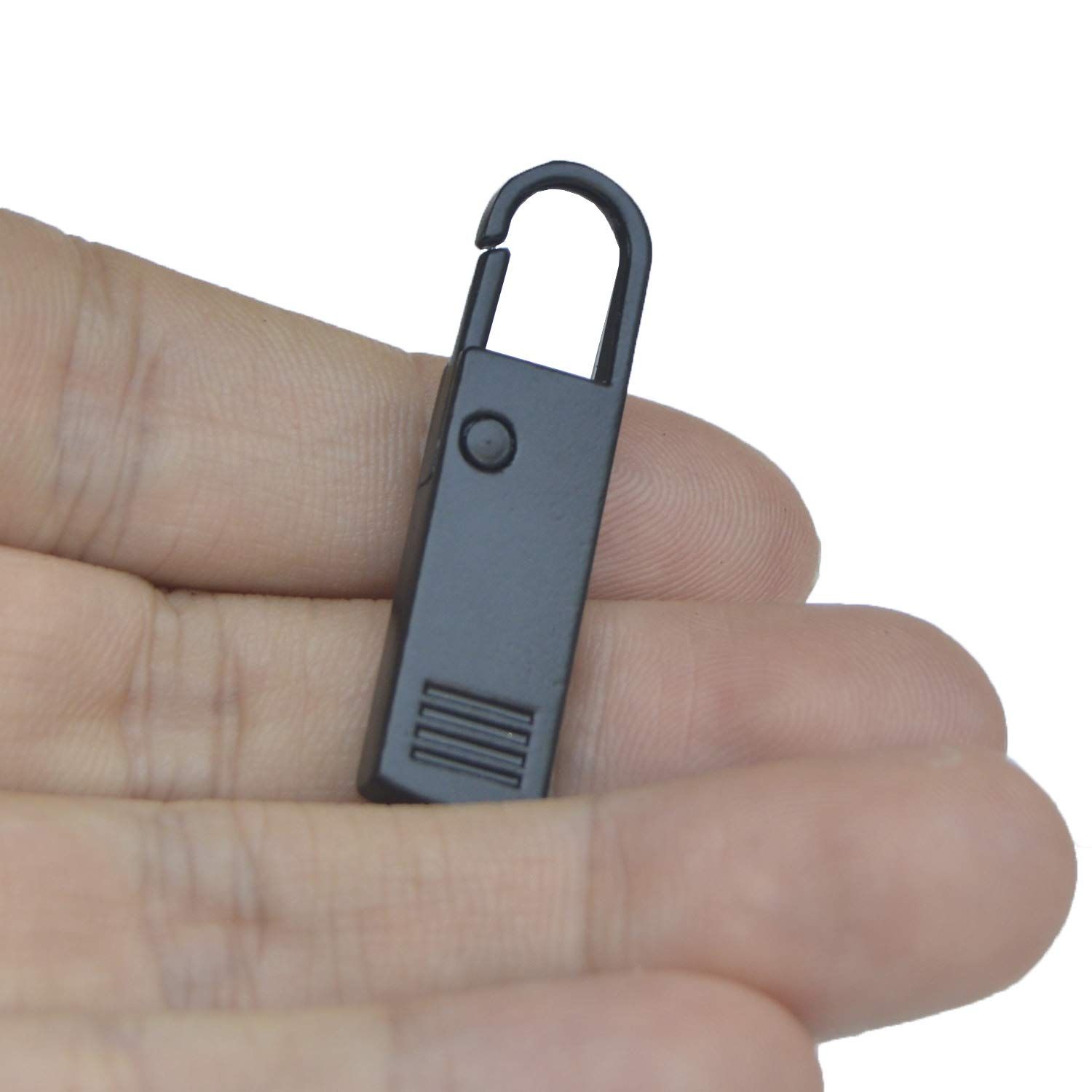 Zipper Pull Replacement Extension Easy Use Backpack Zippers Extender Handle Mend Fixer Repair for Suitcase (Black 2 Pcs)
