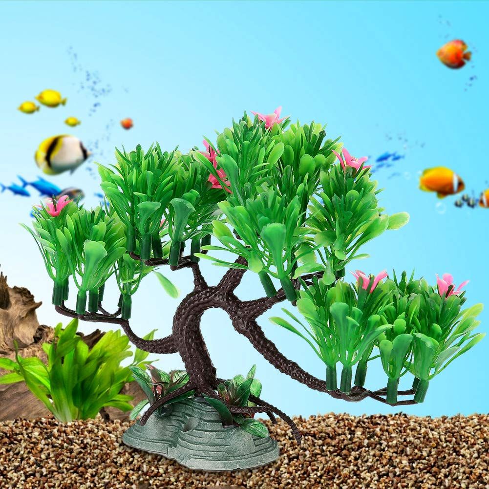Artificial Aquatic Plants Fishtank Decorations, Aquarium Water Grass, 5-inch Plastic Plants Goldfish Waterscape Fish Hides Tree