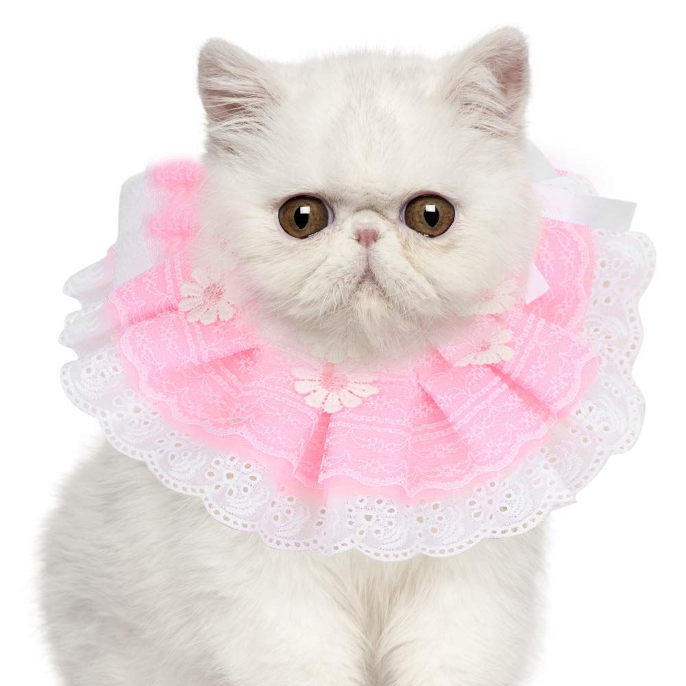 Dog Bandana, Cute Lace Pets Scarf Neckerchief Collar with Bell Bandanas Scarfs Bibs for Dogs Cats Pets(XS)
