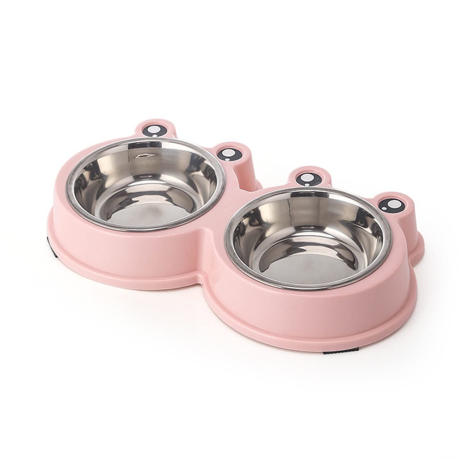 2 pcs Stainless Steel Pet Bowls, Double Food & Water Bowls for Dogs, Cats & Rabbit, Non-Slip Pet Feeder with Cute Modelin