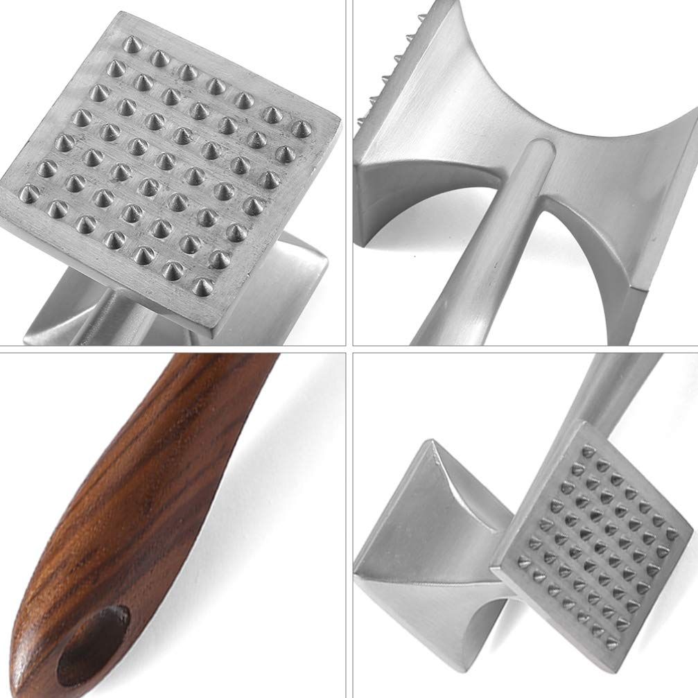 Meat Tenderizer Hammer with Comfortable-Grip Handle, Dual-side Mallet for Kitchen, Heavy Duty Pounder For Tenderizing Ste