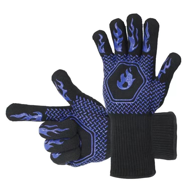 Grill Gloves Heat Resistant High Temp Resistance Fireproof Glove for Grilling Smoking Barbecue Washable Long Oven-2pcs