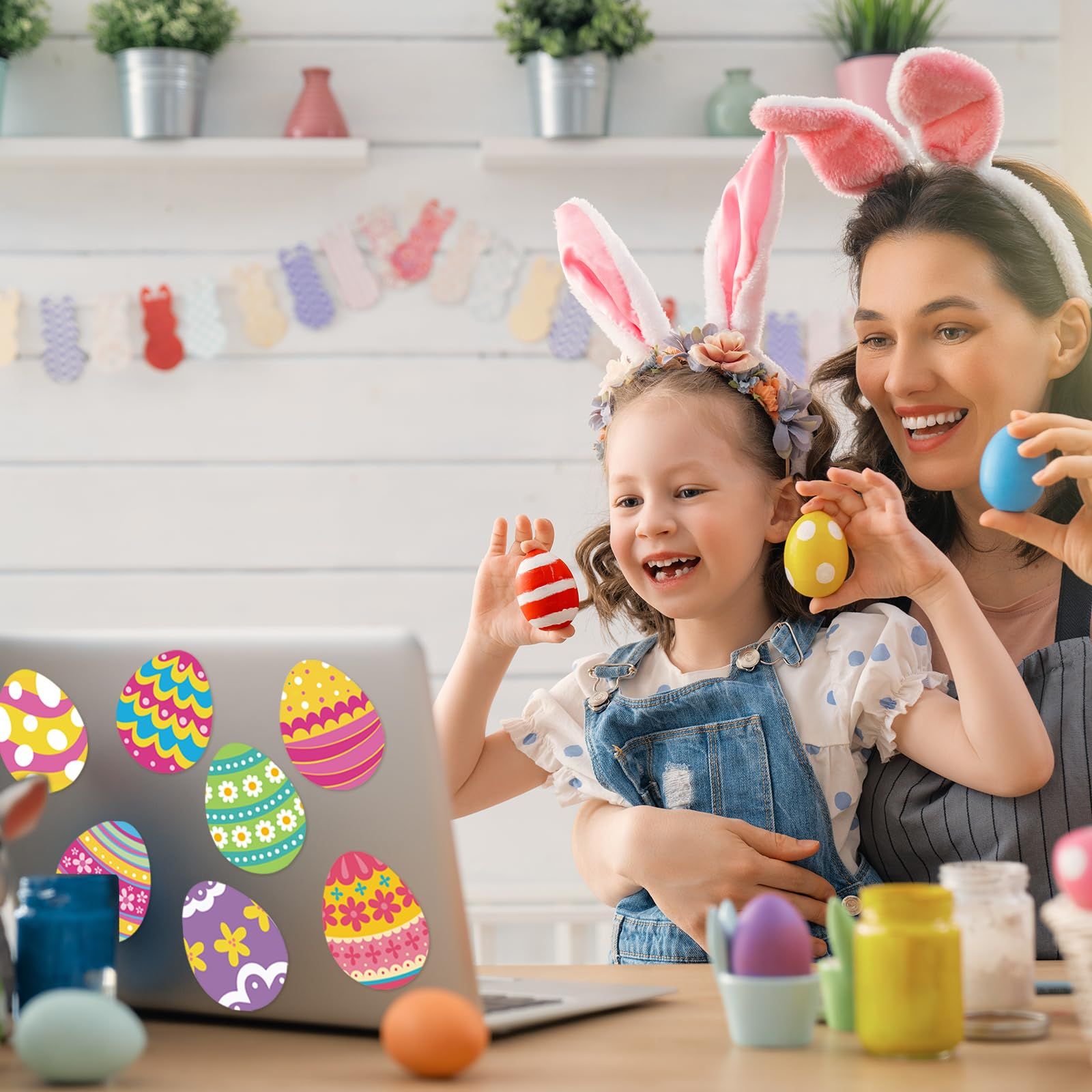 Easter Refrigerator Magnets Colorful Eggs Garage Magnets Magnetic Fridge Stickers for Spring Holiday Car Kitchen-4PCS