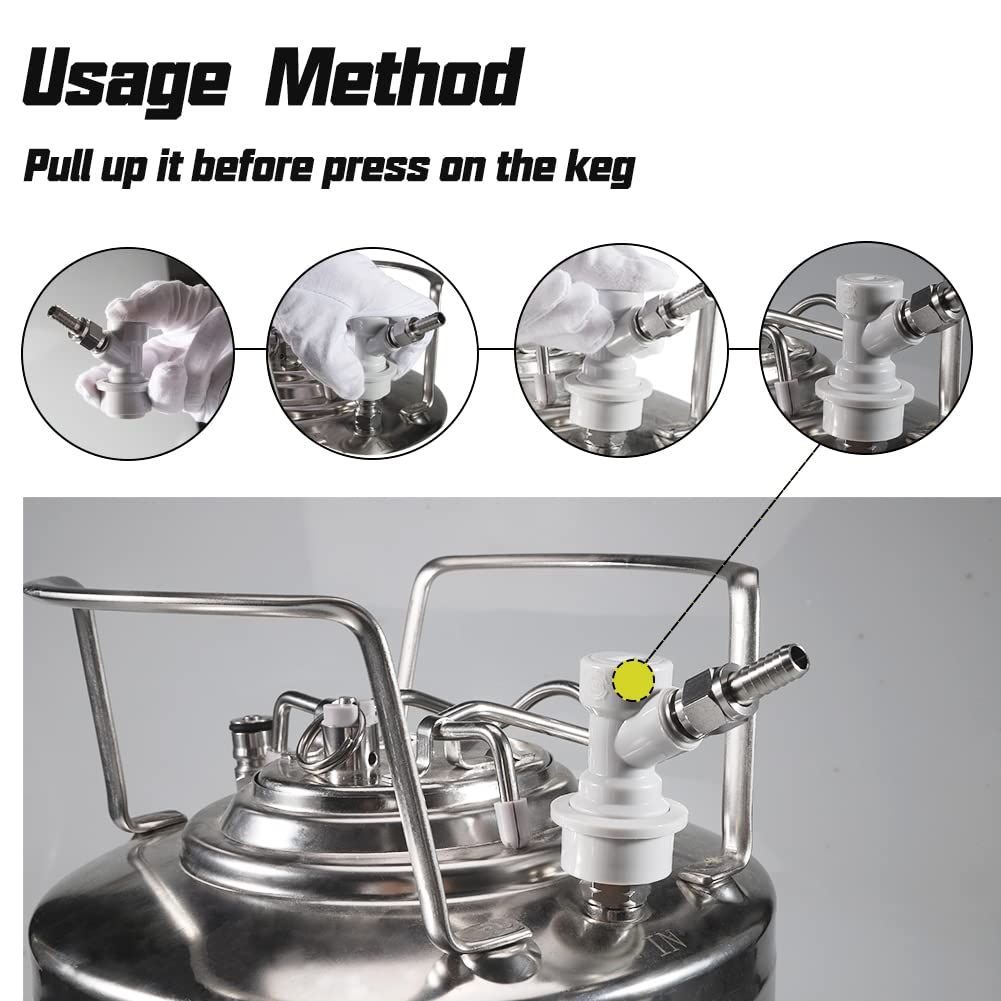 Ball Lock Keg Disconnect Include Ball Lock Gas Disconnect with Swivel Nuts 2 Free Worm Clamps for Homebrewing(PACK OF 2)