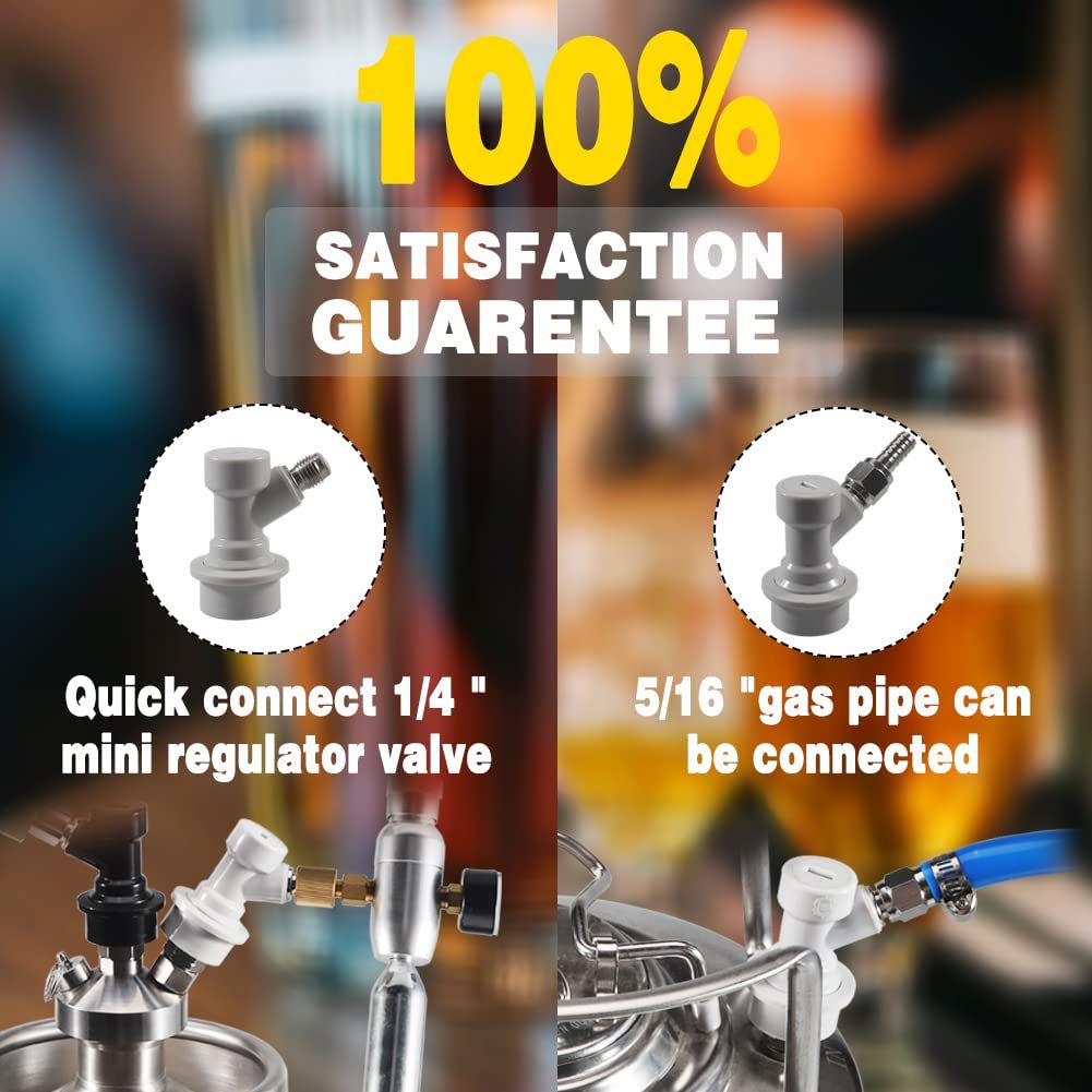Ball Lock Keg Disconnect Include Ball Lock Gas Disconnect with Swivel Nuts 2 Free Worm Clamps for Homebrewing(PACK OF 2)