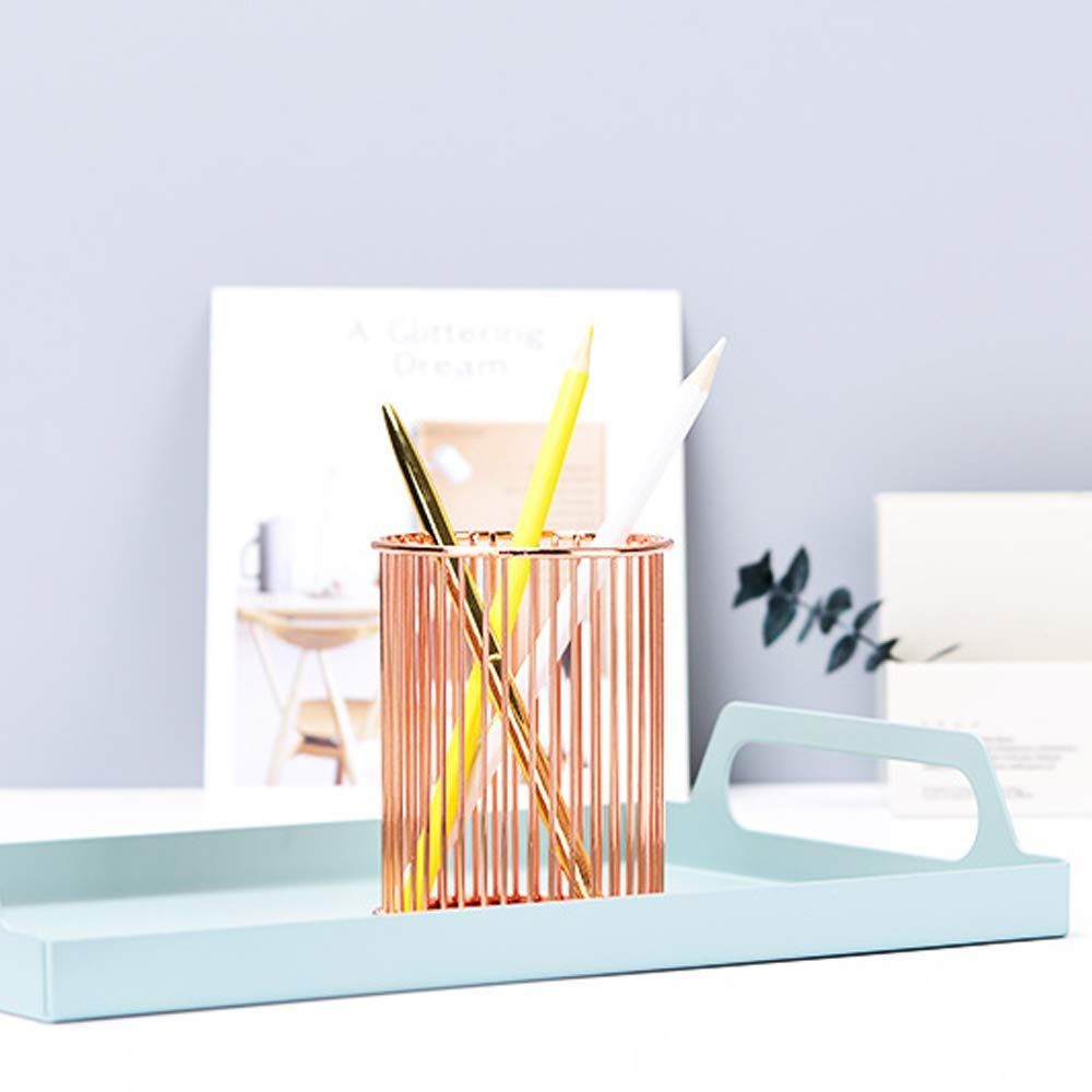 Pen Holder, Wire Metal Pencil Holder, Decorative Desk Storage Organizer Container for Stationery and Desk Accessories
