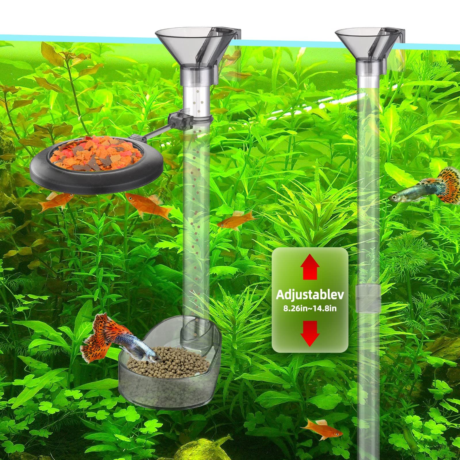 Shrimp Feeding Dish Set, Aquarium Fish Feeder Tube Kit Clear Durable Fish Shrimp Feeding Tube with Feeding Ring