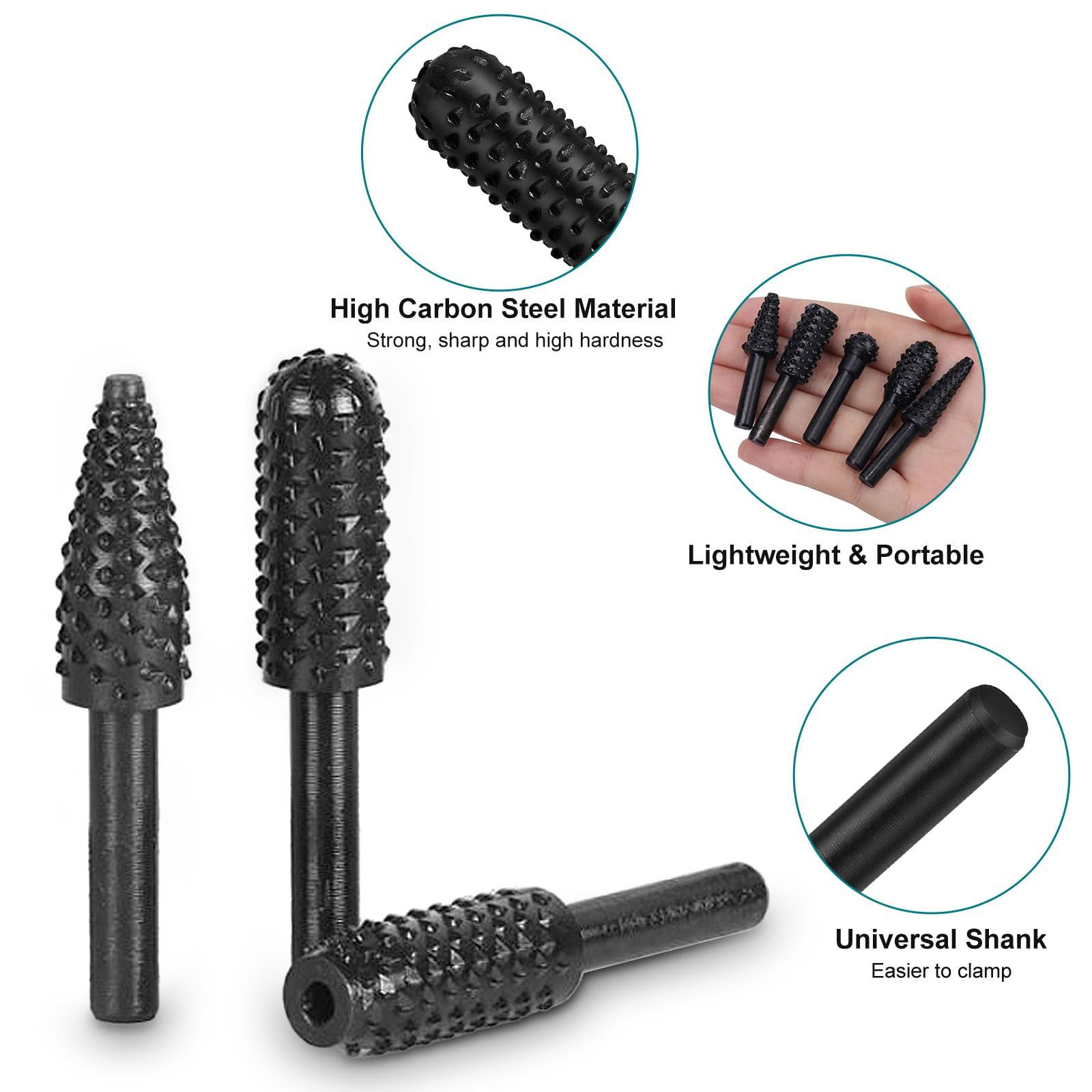 10PCS，Wood Carving Rasp File Drill Bit, 1/4inch Shank Rotary Burr Power Carving Tools for Wood Engraving Grinding