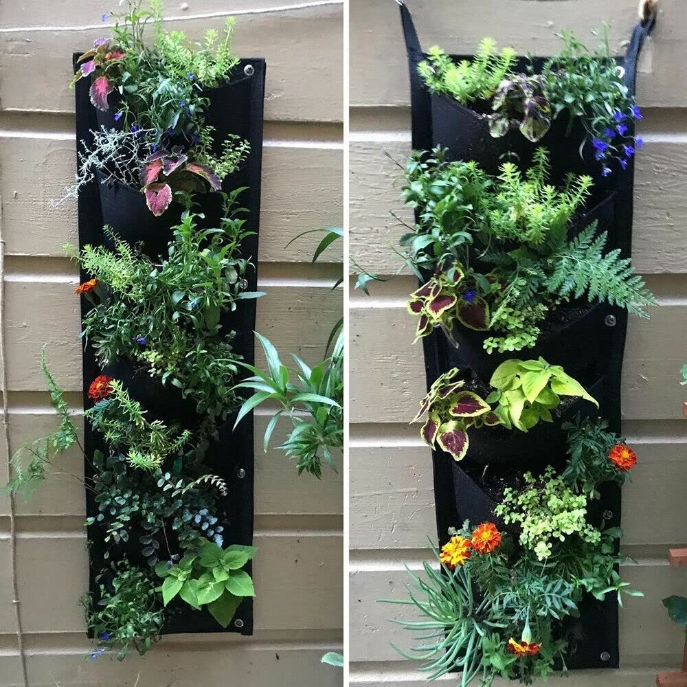 Garden Bag Wall Mounted Pocket Planting Bag Vertical Planting Vegetable Garden Nursery Potato Bag ， Balcony Office Decoration