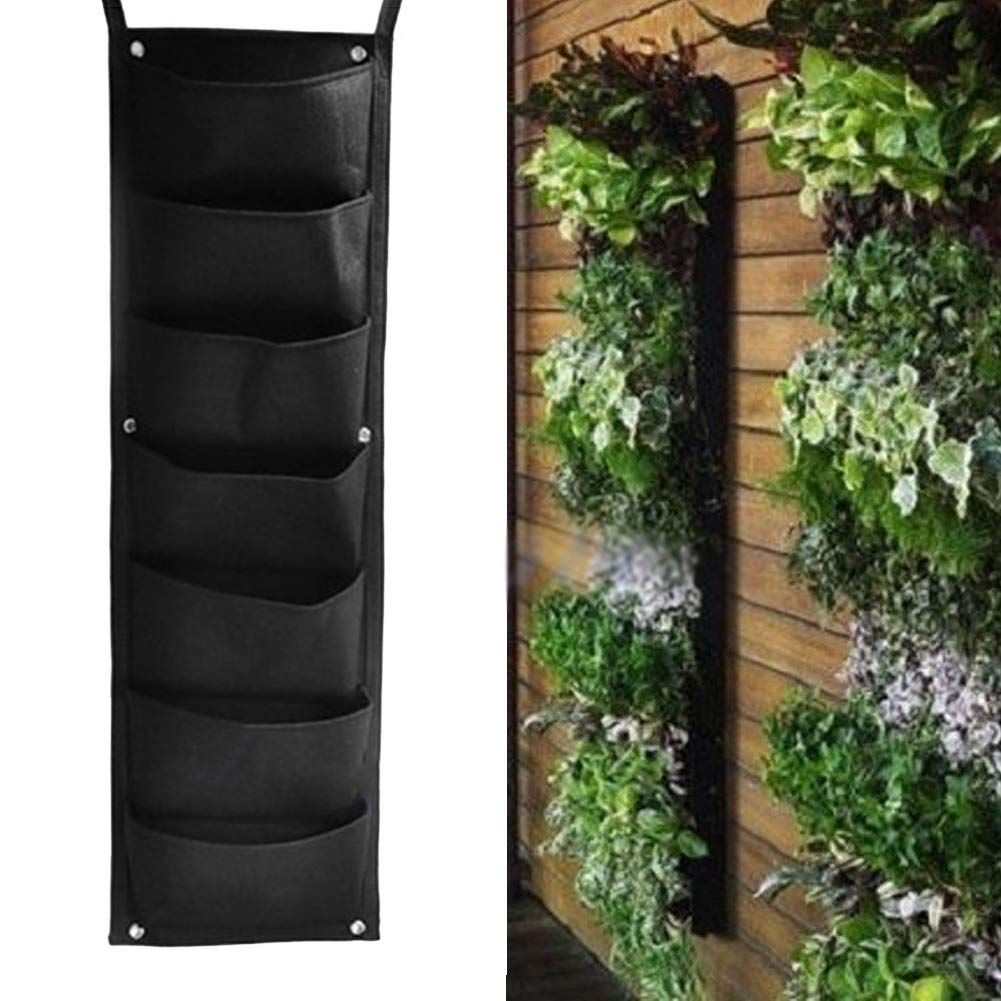 Garden Bag Wall Mounted Pocket Planting Bag Vertical Planting Vegetable Garden Nursery Potato Bag ， Balcony Office Decoration