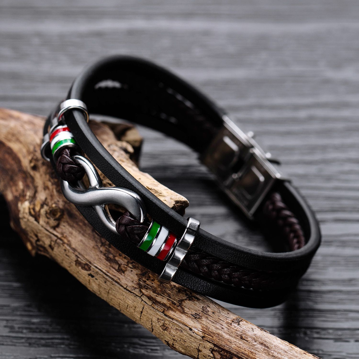 Hand woven multi-layer leather bracelet with infinite 8-shaped trendy men's hip-hop leather bracelet accessories