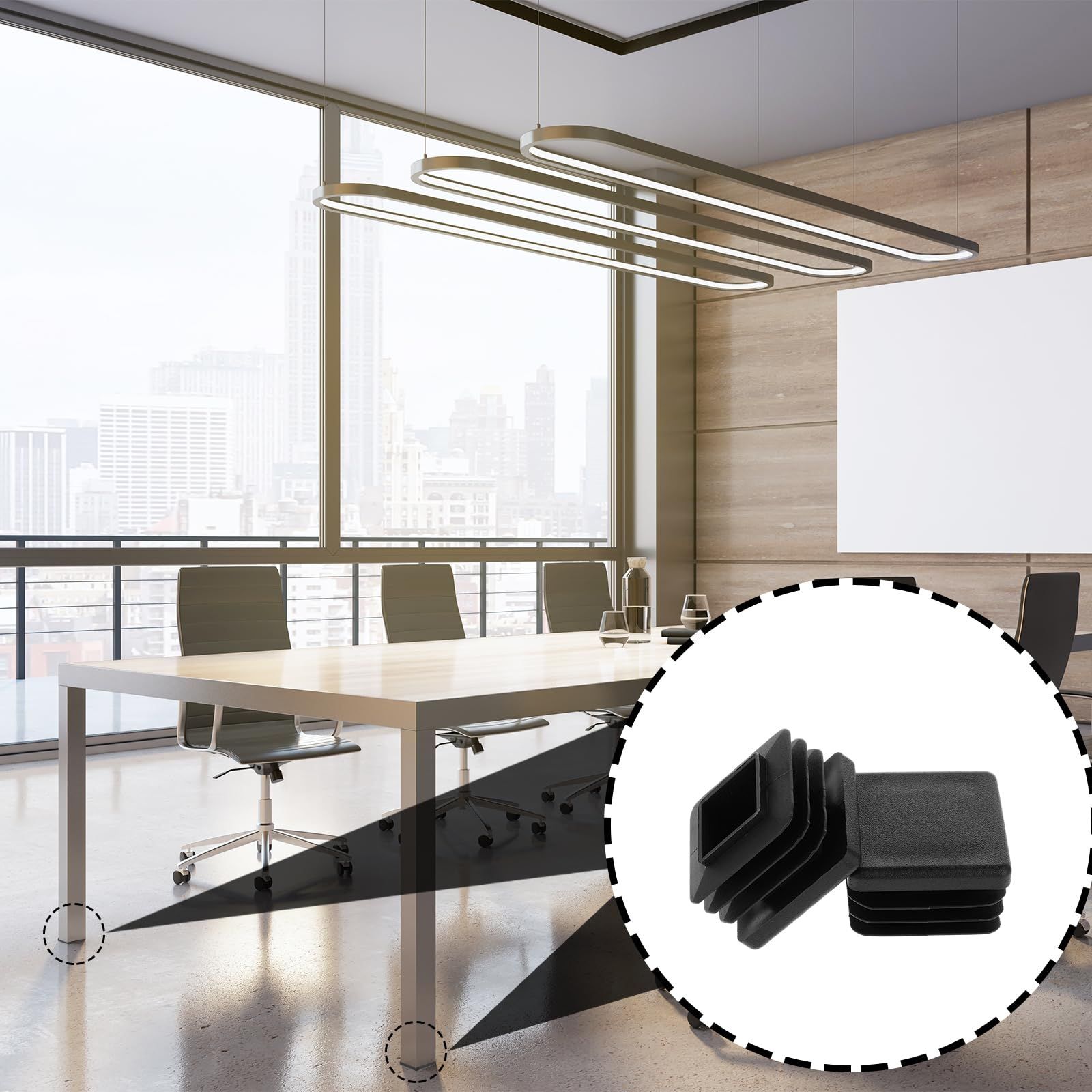 Square Tubing Plug Cap 2 Inch, Plastic Plugs (50mm x 50mm) 4 Pcs, Tubing End Cap Chair Glide Insert Finishing Plug, Black