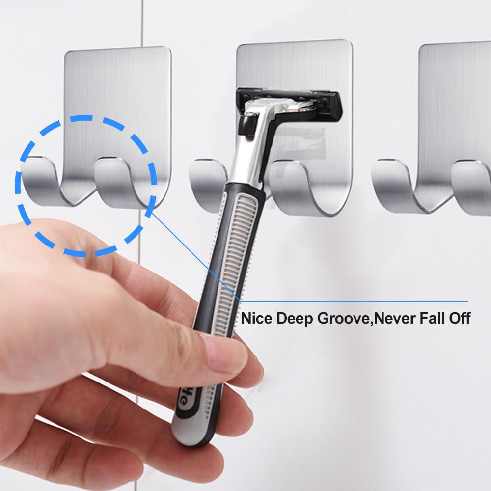 8 pcs Razor Holder for Shower Shaver Hook Hanger Stand Self Adhesive Stainless Steel Utility Storage Hook Shower Hook for Razor