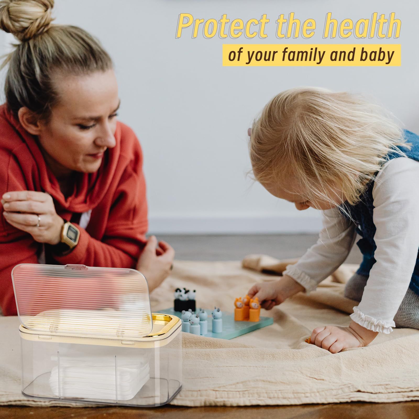 Baby Wipes Dispenser, Wipe Holder Wipes Container Large Capacity Keep Wipes Fresh & Easy to Open (Gold)