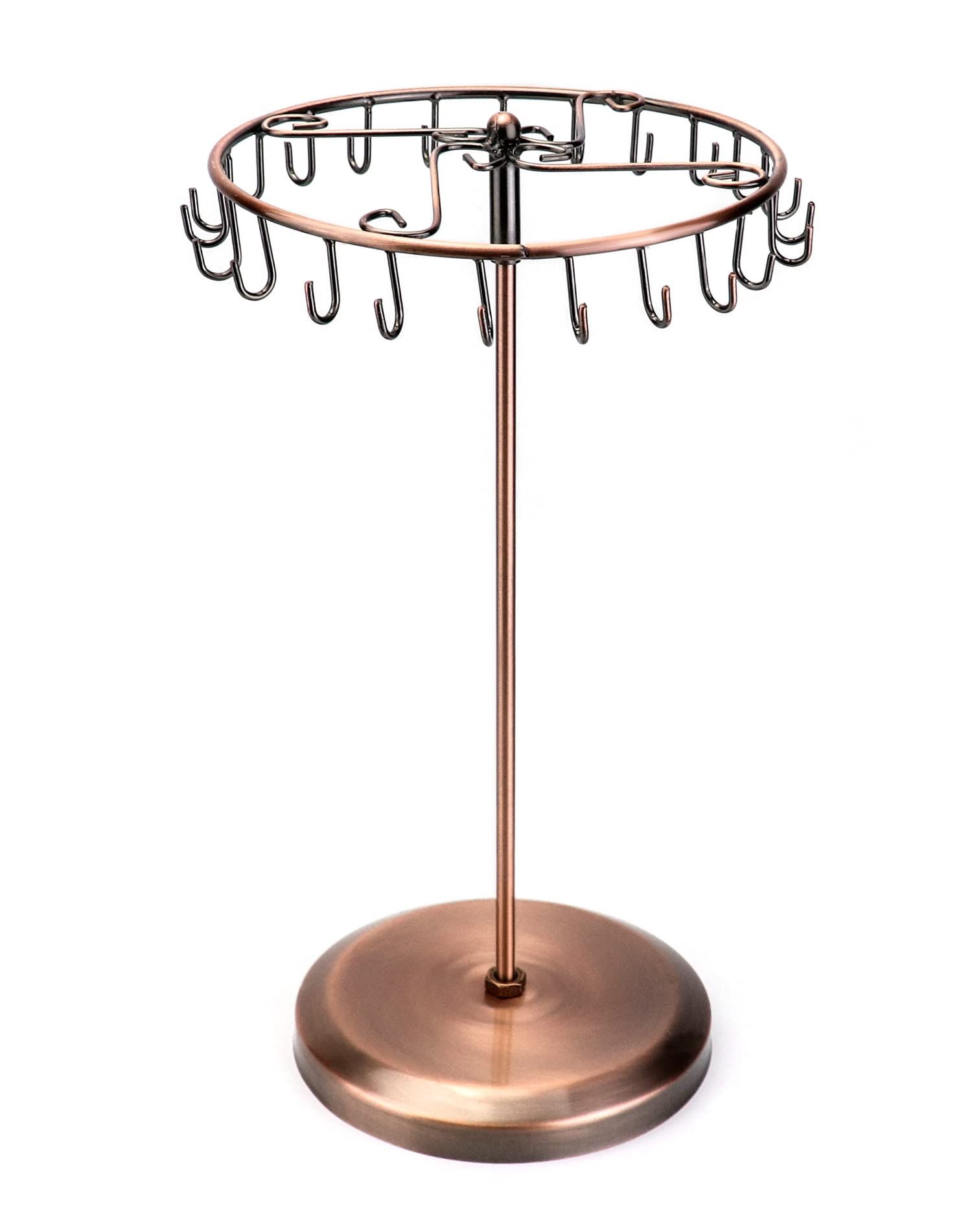Rotating Necklace Holder Metal Necklace Stand Necklace Organizer for Bracelet Earring Keychain Ring Jewelry 13.4 Inch (Bronze)