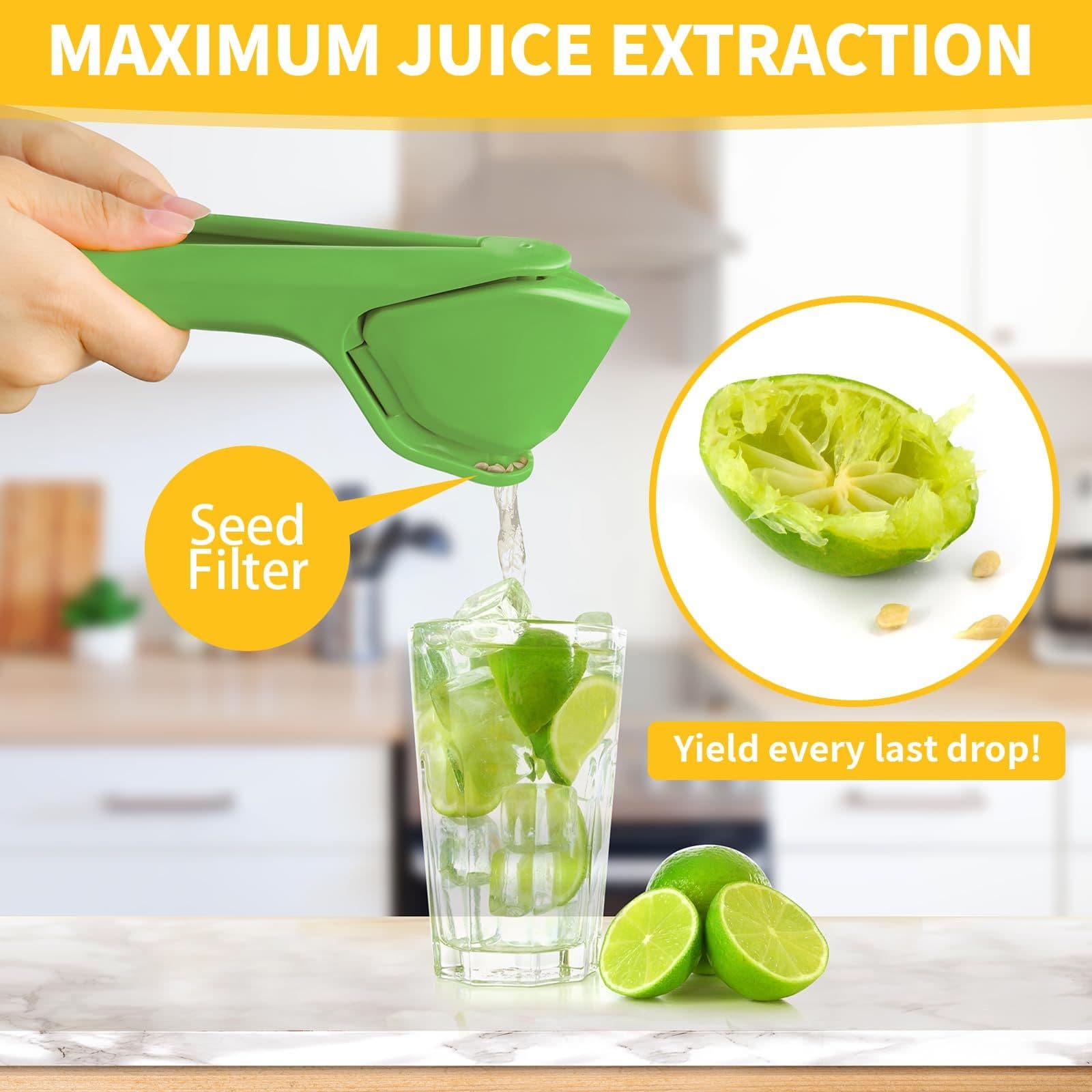 Manual Citrus Juicer Ergonomic Flat Squeezer with Built-in Strainer Green