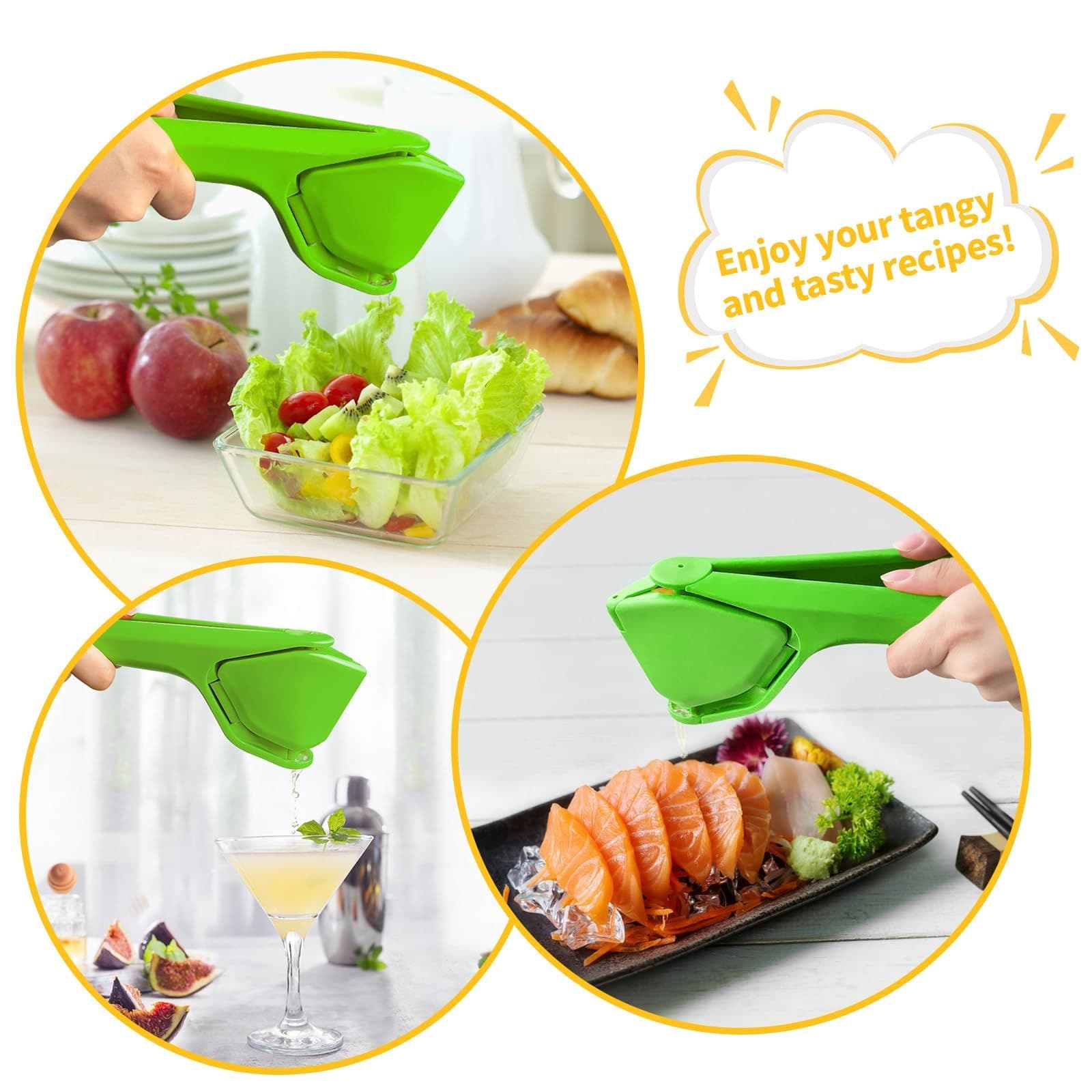 Manual Citrus Juicer Ergonomic Flat Squeezer with Built-in Strainer Green