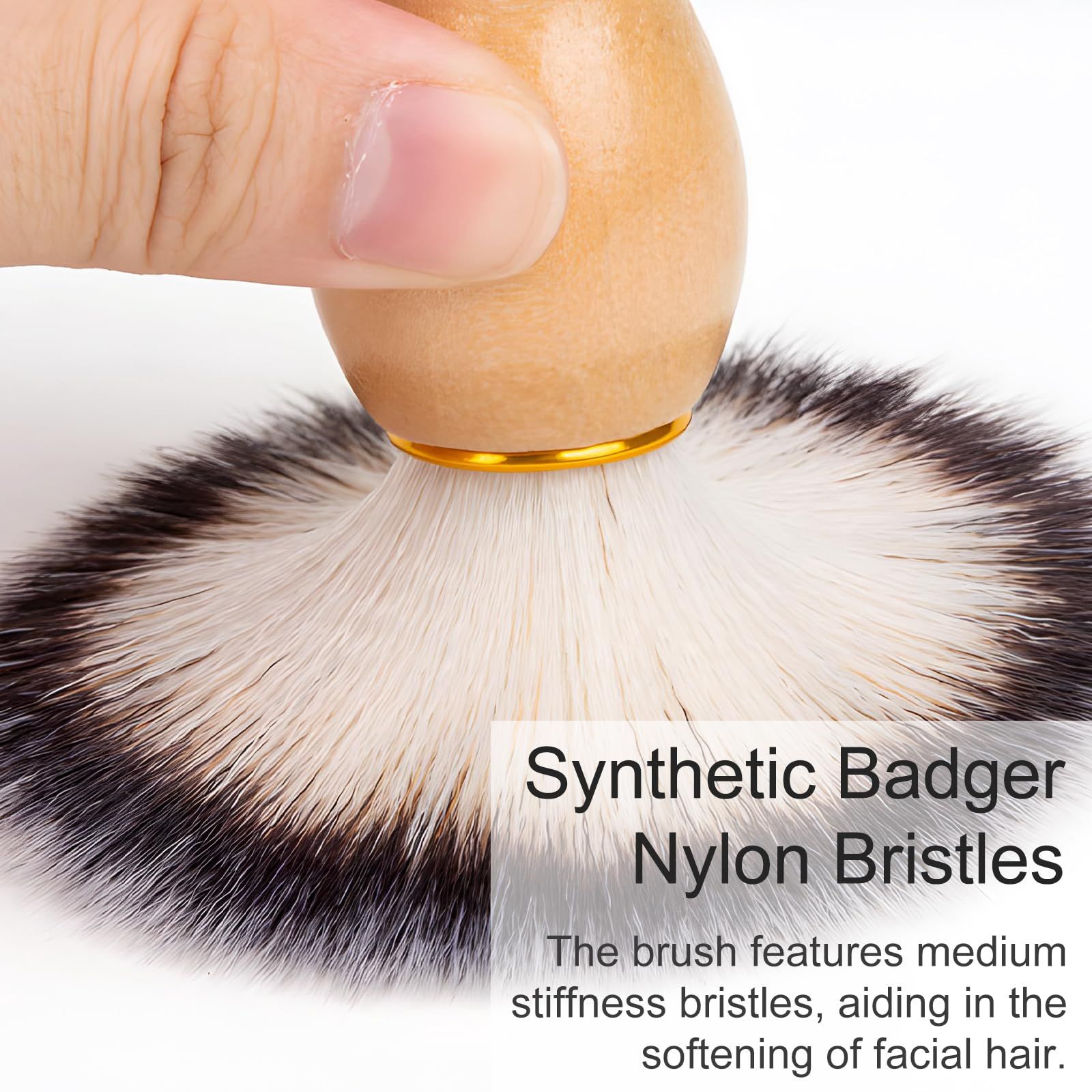 Men's Bristle Shaving and Beard Brush Set - Perfect for Grooming, Shaving, and Hair Dusting - Natural Wooden Handle