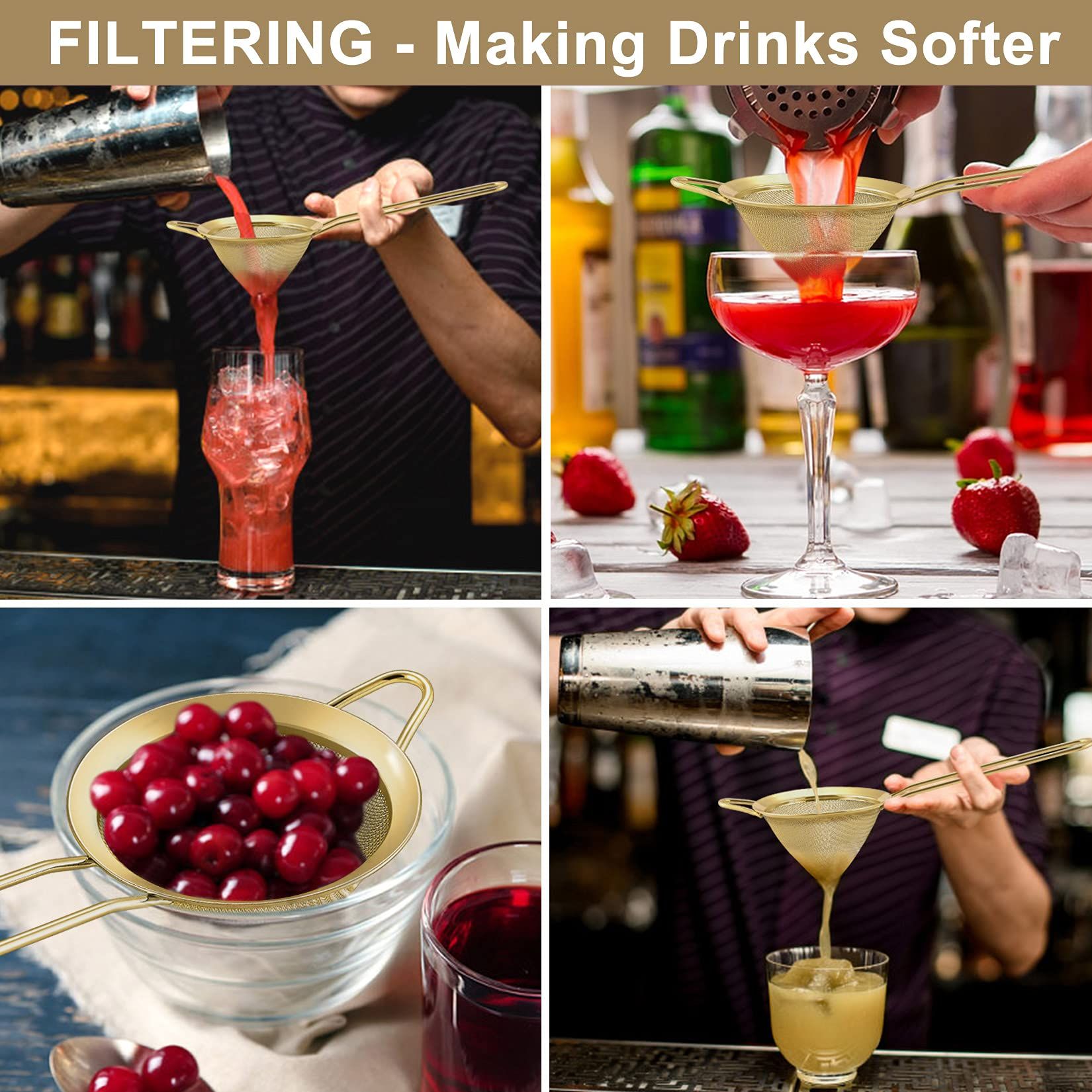 juice strainer,tea strainer, Effective Cone Shaped Cocktail Strainer For Cocktails, Easy Clean, Long Handle