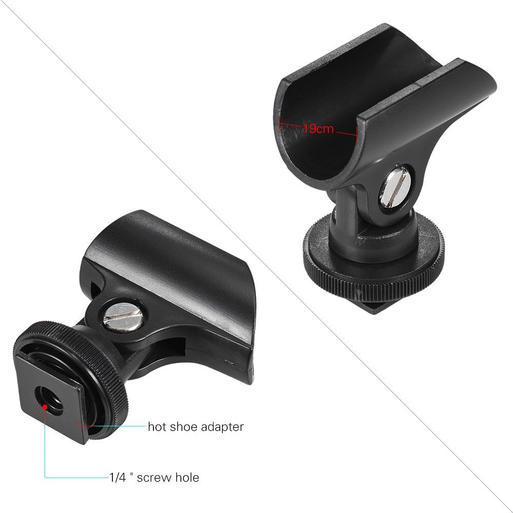 20mm Microphone Mic Clip Holder with Hot Shoe & 1/4" Screw Hole for Mic Stand and DSLR Camera High quality and quite durable