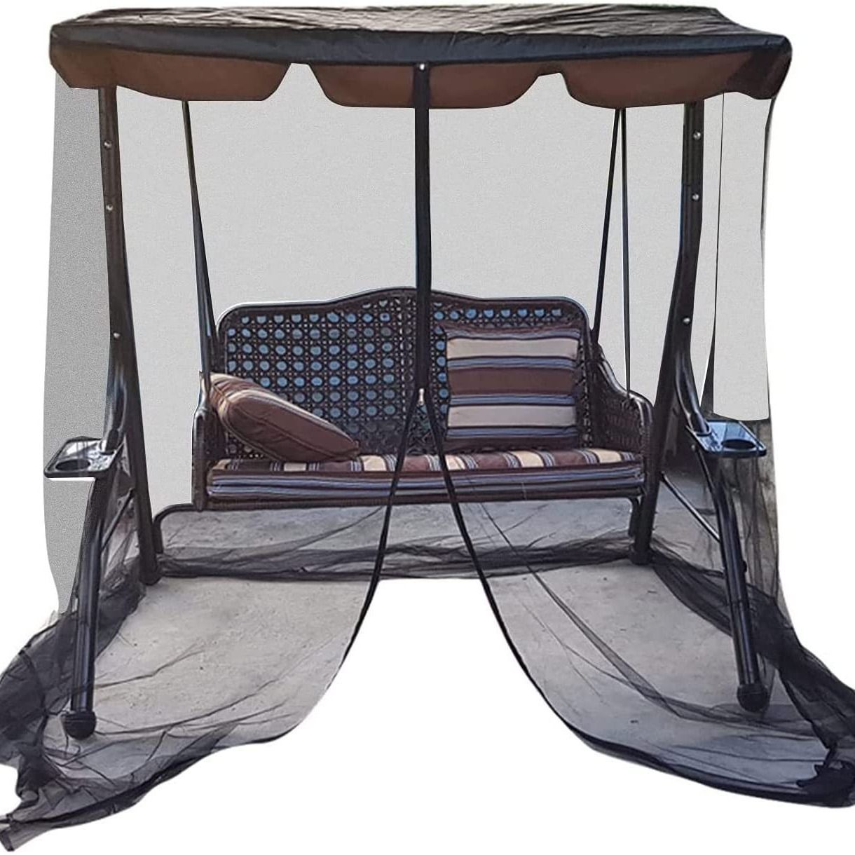 Outdoor Swing Chair Mesh Net Ultra Large Mosquito Net Zipper Closure Netting Curtain Water Resistant Patio Seater Mesh Canopy Cover