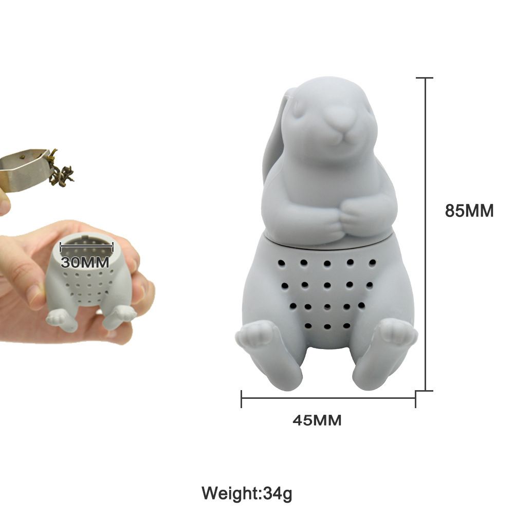 Rabbit Reusable Silicone Tea Injector, Grey, Fun Gift for Tea Enthusiasts, Smart Kitchen Tool Tea Maker Tea Bag