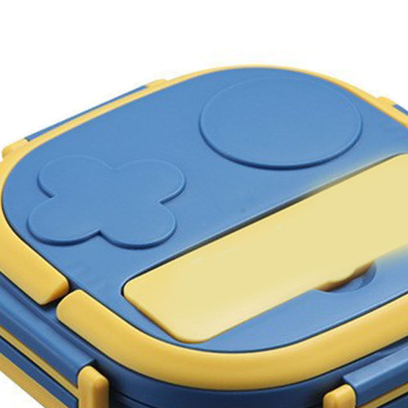 Large Capacity Divided Lunch Box Stainless Steel 3 Compartment Food Container Blue