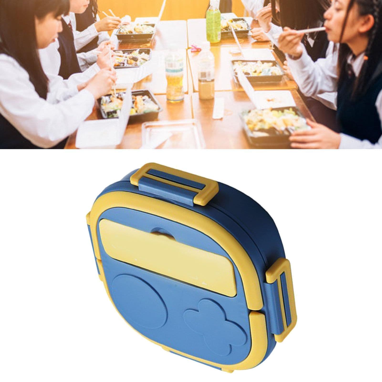 Large Capacity Divided Lunch Box Stainless Steel 3 Compartment Food Container Blue