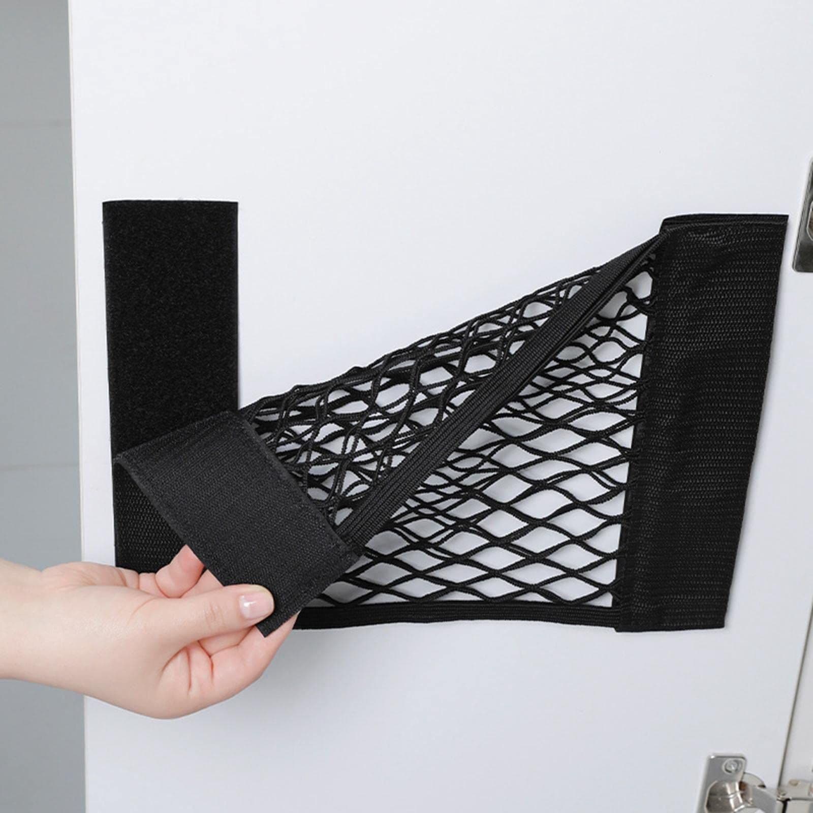 Pouch Bag Storage Mesh Net Adhesive Tape 25cmx30cm Universal Cargo Net for Car Trunk House Boats