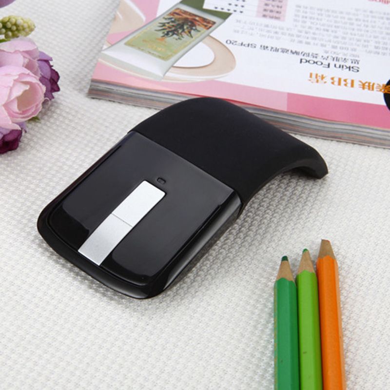 Wireless Mouse Portable Foldable Optical Mouse Ergonomic Wireless Gaming Mouse with USB Receiver Office Tools Black