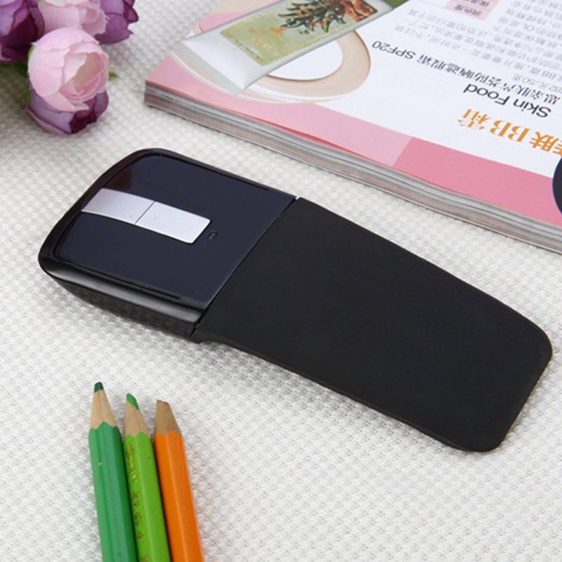 Wireless Mouse Portable Foldable Optical Mouse Ergonomic Wireless Gaming Mouse with USB Receiver Office Tools Black
