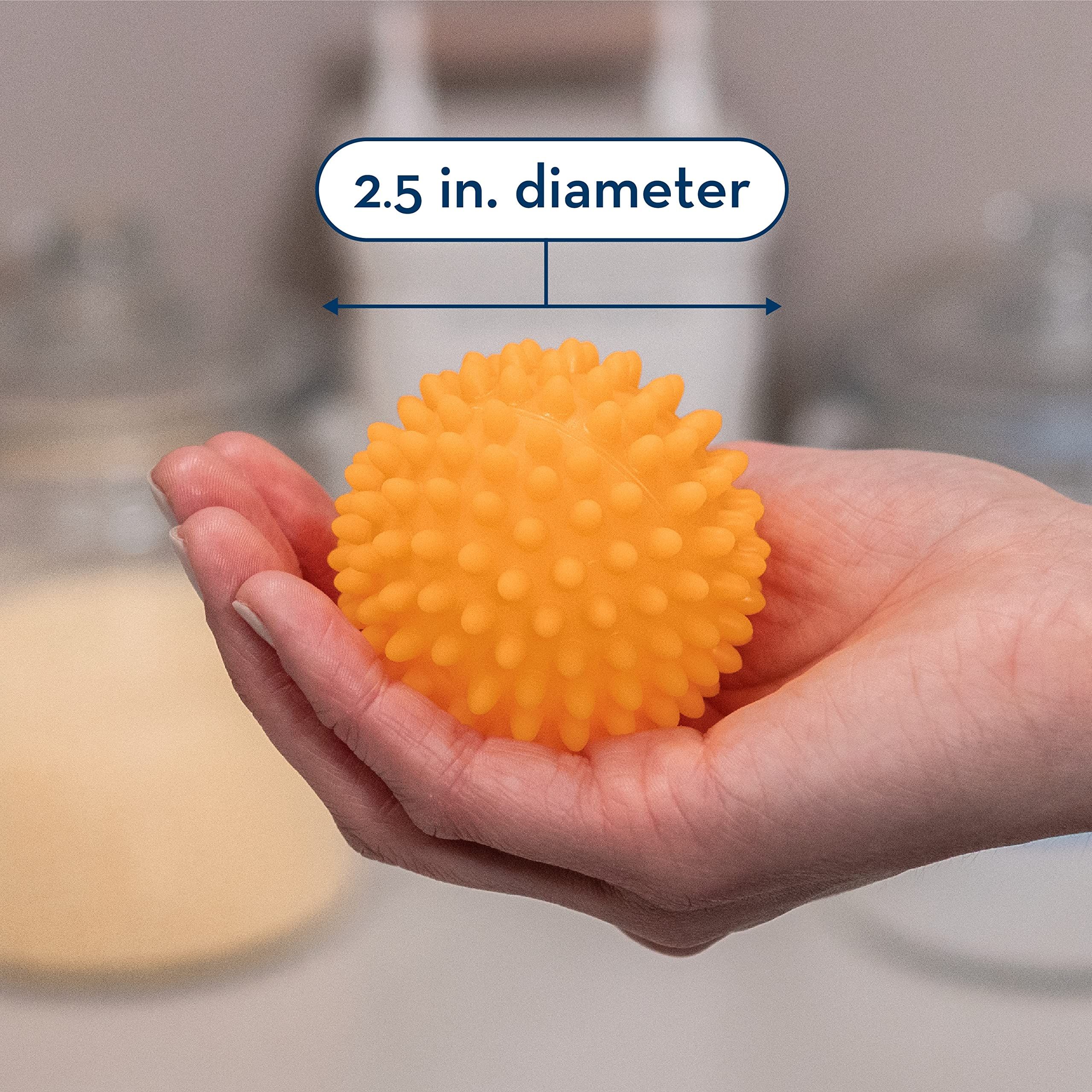 Reusable Dryer Balls, Fabric Softener for Laundry, Orange, 2.5 in, 6 Pack helping to dry more evenly.