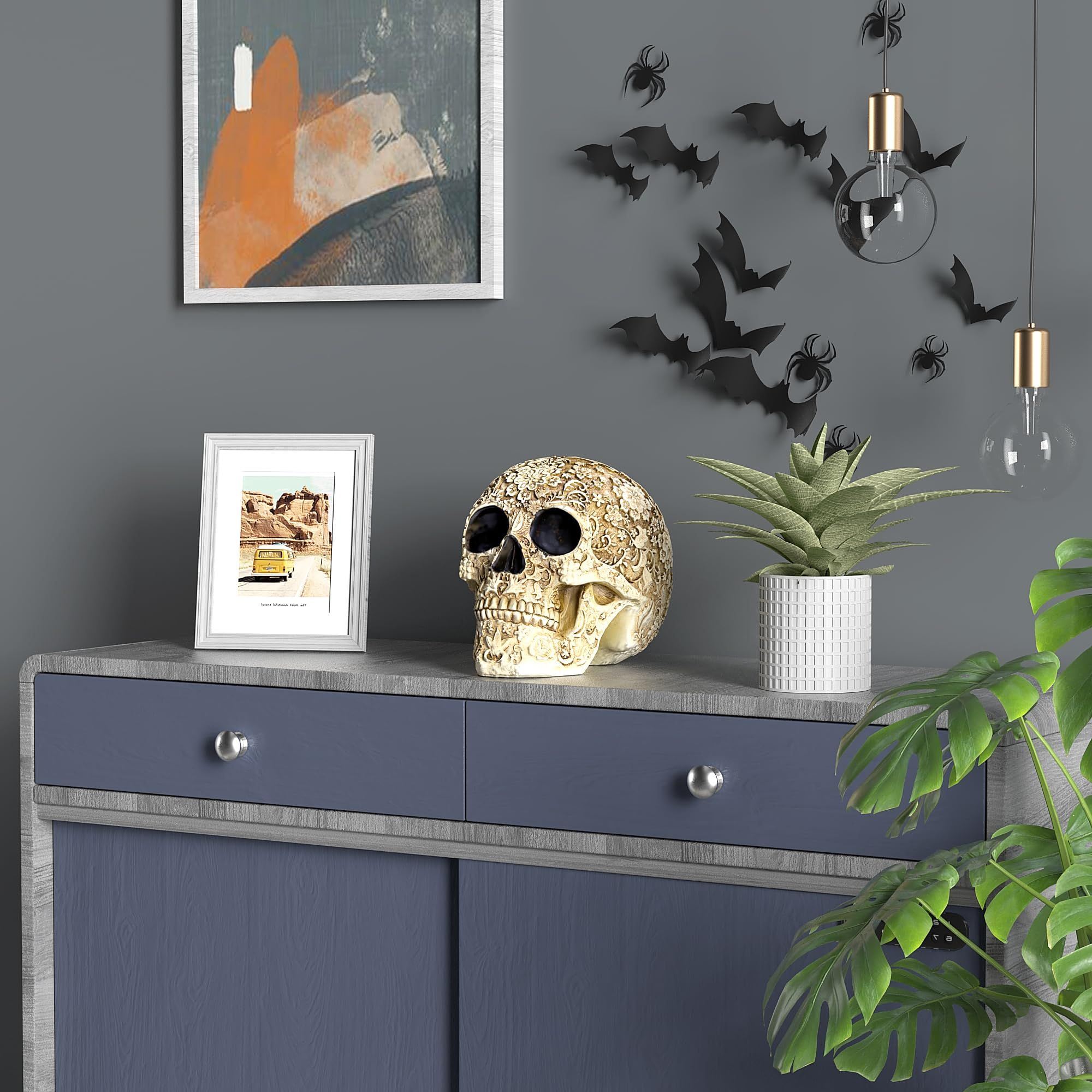 Life Size Skull Resin Floral Human Skull Model Adult Head Bone Model Day of The Dead Décor ade from nature resin