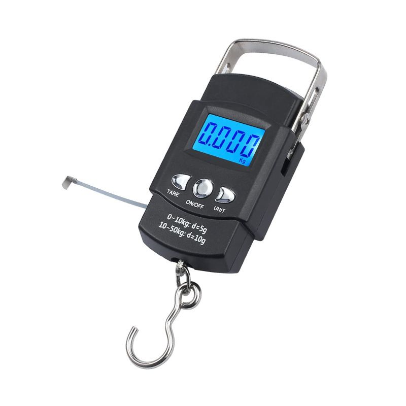 Fish Scale,Portable LCD Electronic Hand Scale Travel Hanging Fish Scale with 1m Ruler Tape Precision Steelyard Scales for Fishing