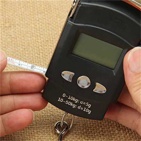 Fish Scale,Portable LCD Electronic Hand Scale Travel Hanging Fish Scale with 1m Ruler Tape Precision Steelyard Scales for Fishing