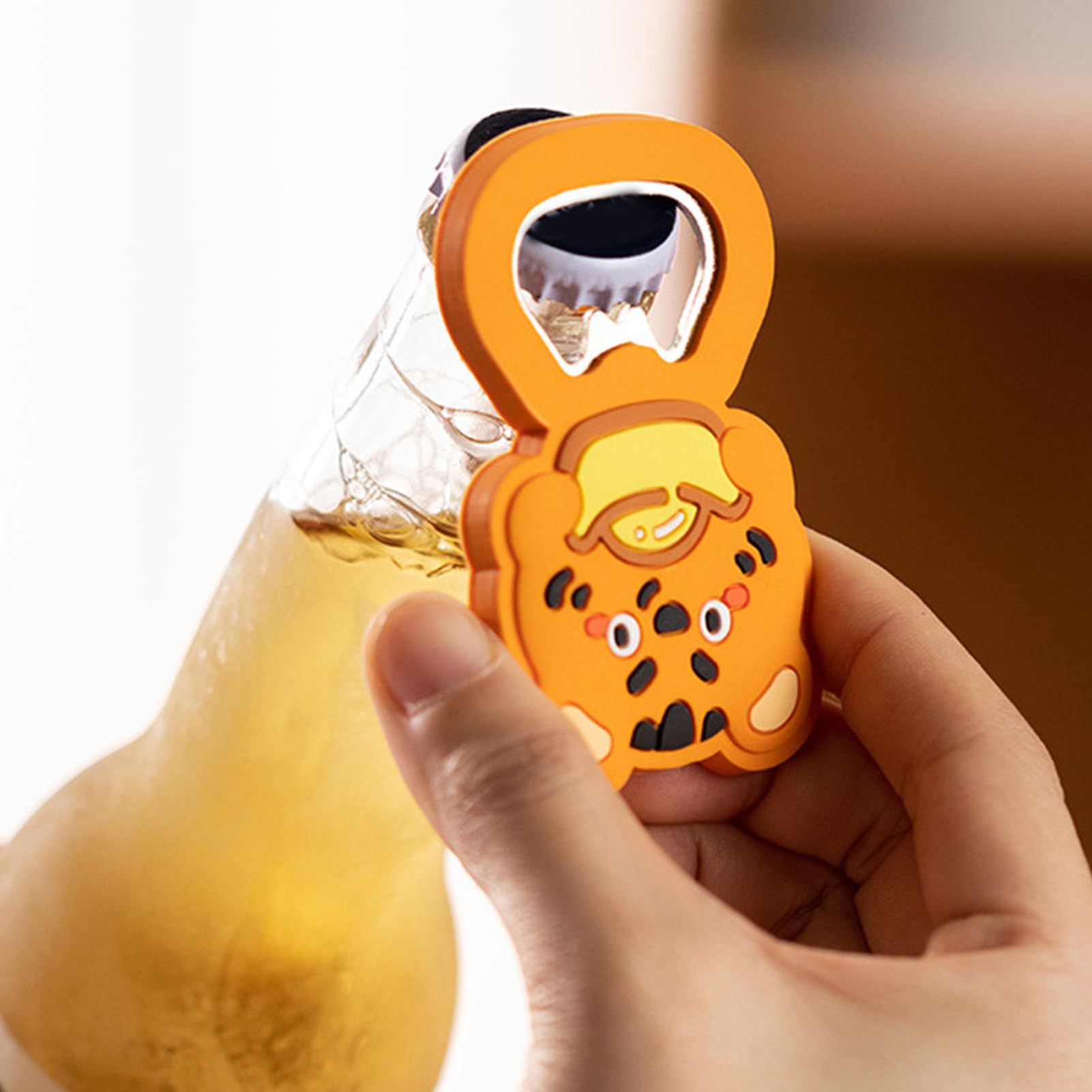 Bottle Opener, Magnetic Cartoon Animal Shape Strong PVC Metal Multifunction Beer Opener for Home Party Office(Tiger)