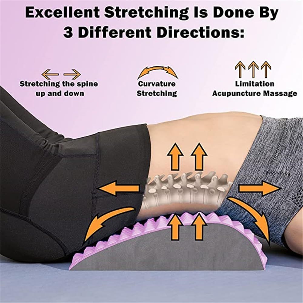 Back and Neck Stretcher Posture Corrector, Lumbar Stretcher for Neck Pain Relief, Lower Back, Upper Back and Shoulder (Pink)