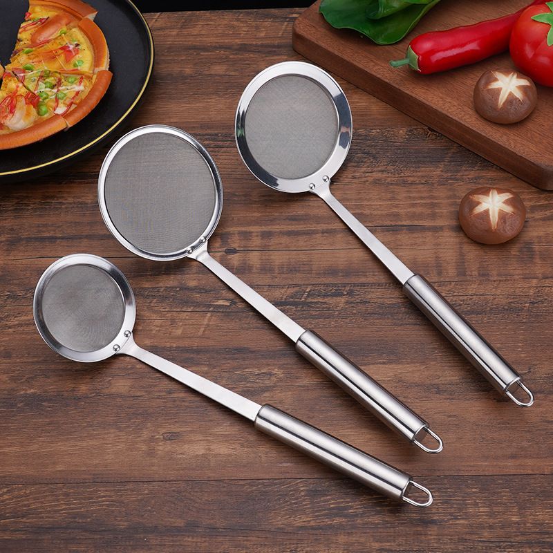 Fine Mesh Skimmer Spoon,Stainless Steel Hot Pot Fat Strainer for Oil Filter Skimming Grease and Foam,Durable Multi-Functional(3pcs